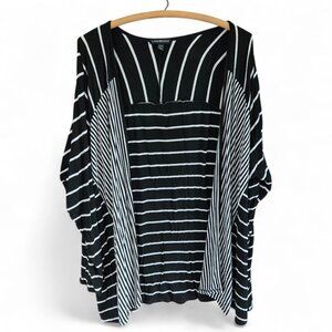 Lane Bryant Plus Size 22/24 Womens Black & White Striped Open Front Cardigan